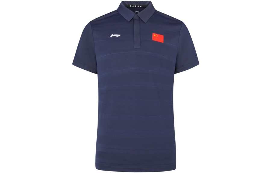 Li-Ning Li Ning Polo Shirts Men's Blue Polo Collar Moderate Straight Fit