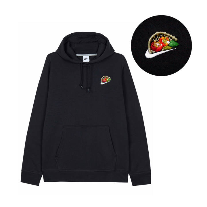 Nike Nike Persimmon Handcrafted 3D Effect Embroidered French Minimalist Style Hooded Fleece Lined Long Sleeved Sweatshirt