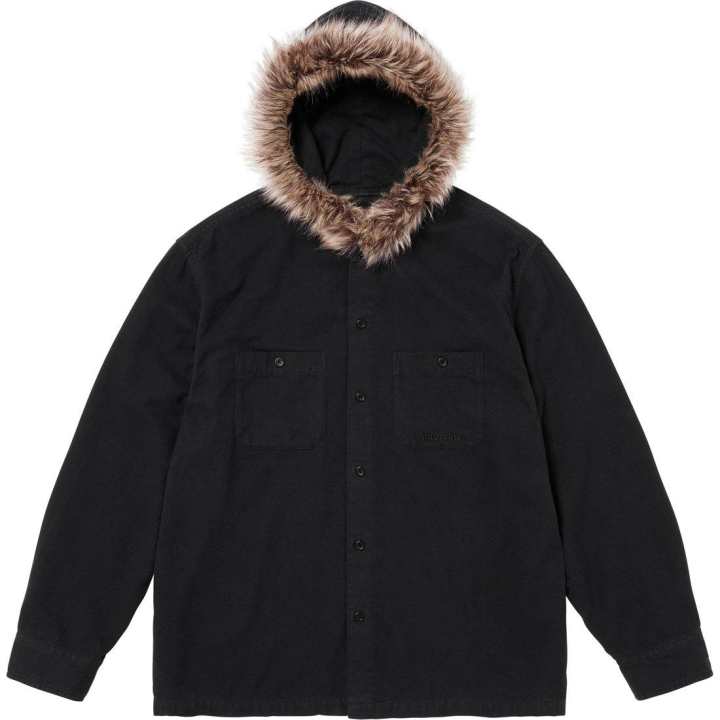 Supreme Supreme Fur Trim Flannel Hooded Shirt