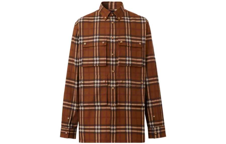 Burberry Shirts Men's Brown Lapel Moderate