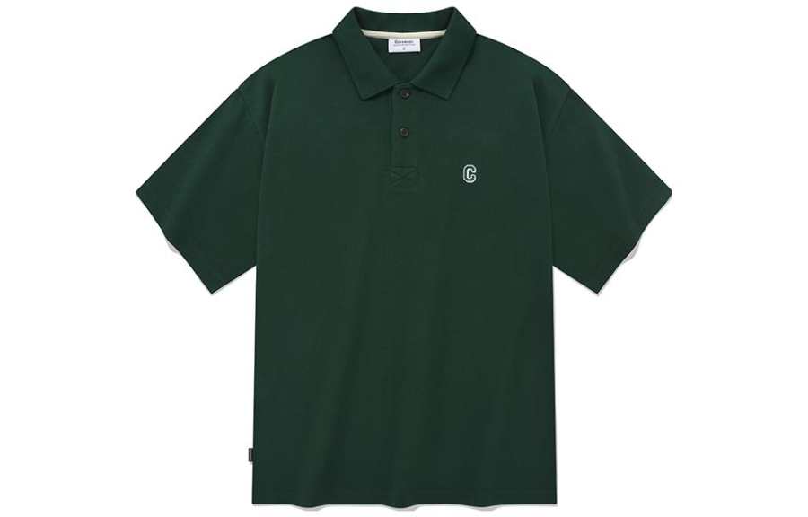 COVERNAT Polo Shirts Unisex UK Green Polo Collar Moderate Straight Fit