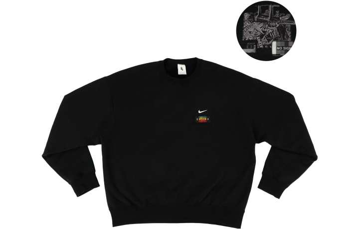 Nike Nike Sweatshirt Thickened And Fleece Lined, Signal Lost, Hand Drawn Appliqué Unisex Black