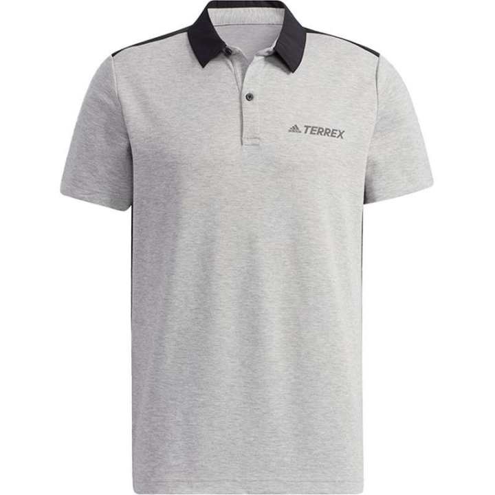 Adidas Adidas Polo Shirts Men's Gray Stand Collar Moderate Straight Fit