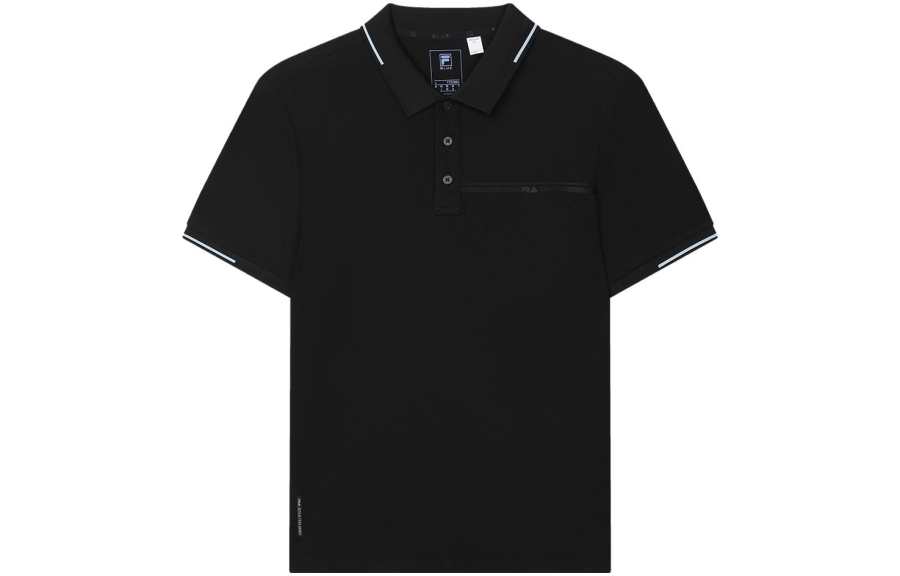 FILA Polo Shirts Men's Black Polo Collar Moderate Straight Fit