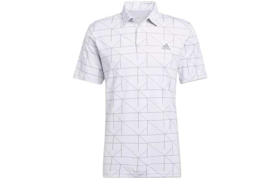 Adidas Adidas Polo Shirts Men's Gray White Polo Collar Moderate Straight Fit
