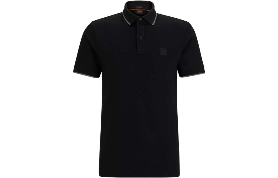 HUGO BOSS Stretch Cotton Slim Fit Polo Shirt With Logo Patch Polo Shirt Men's Black