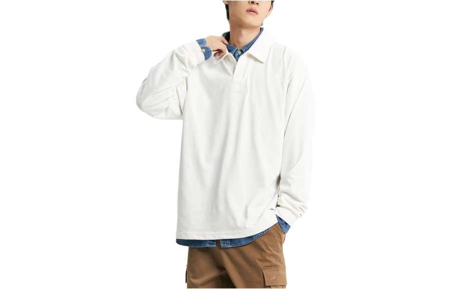 New Balance New Balance Polo Shirts Men's Cream Polo Collar Moderate Straight Fit