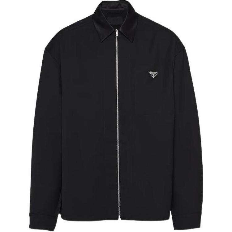 PRADA PRADA Shirts Men's Black Lapel Moderate Other