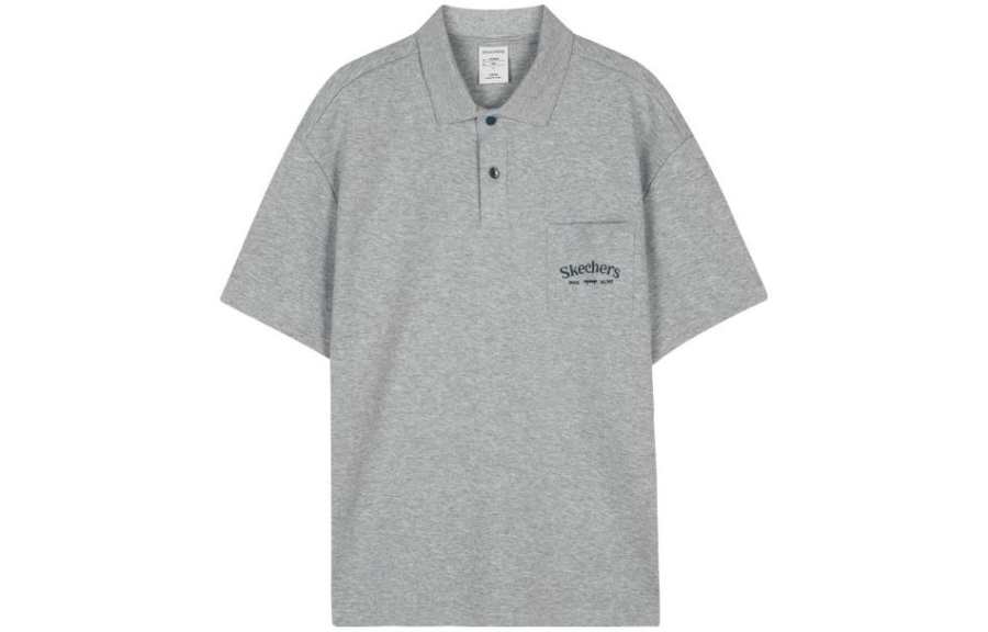 Skechers Polo Shirt Men's Medium Heather Gray