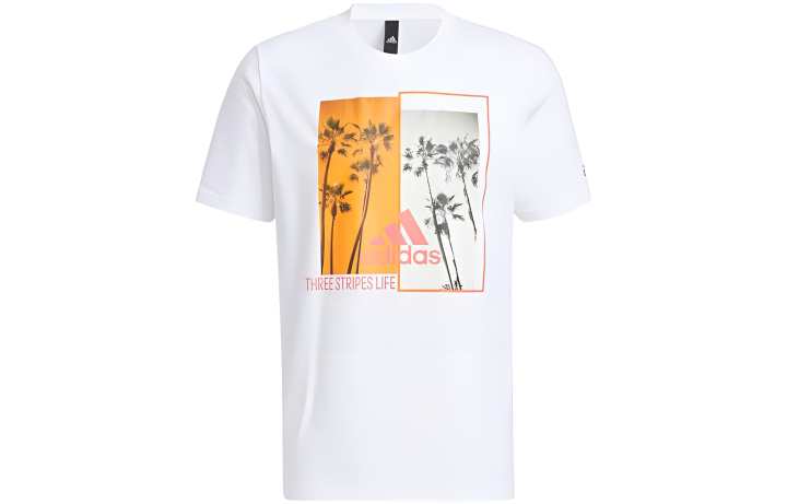 Adidas Adidas T Shirts Men's White Crew Neck Moderate Straight Fit