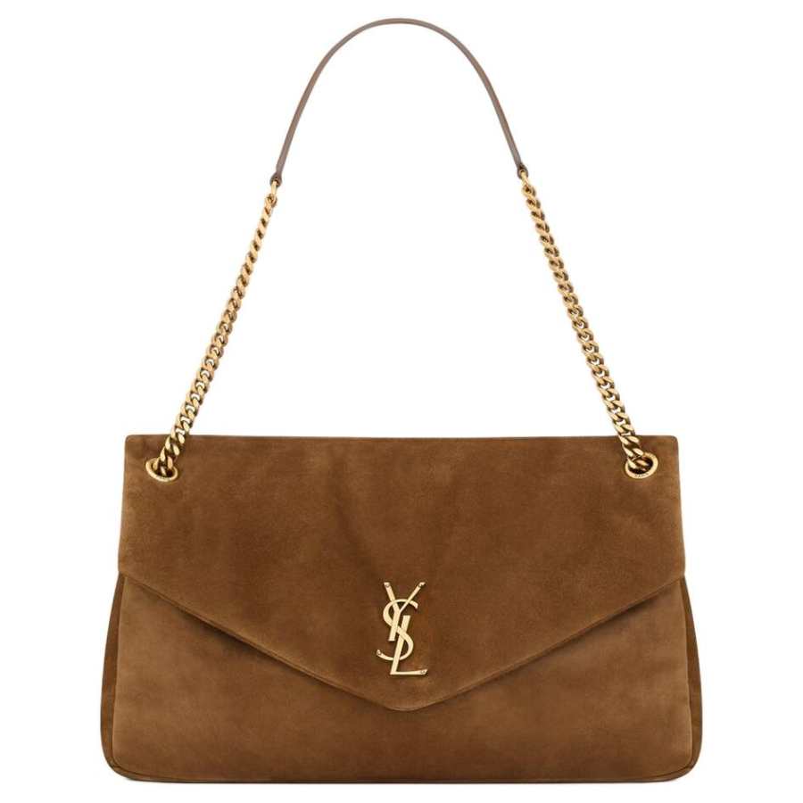 SAINT LAURENT Calypso Calfskin Shoulder Bag Large Women's Cognac