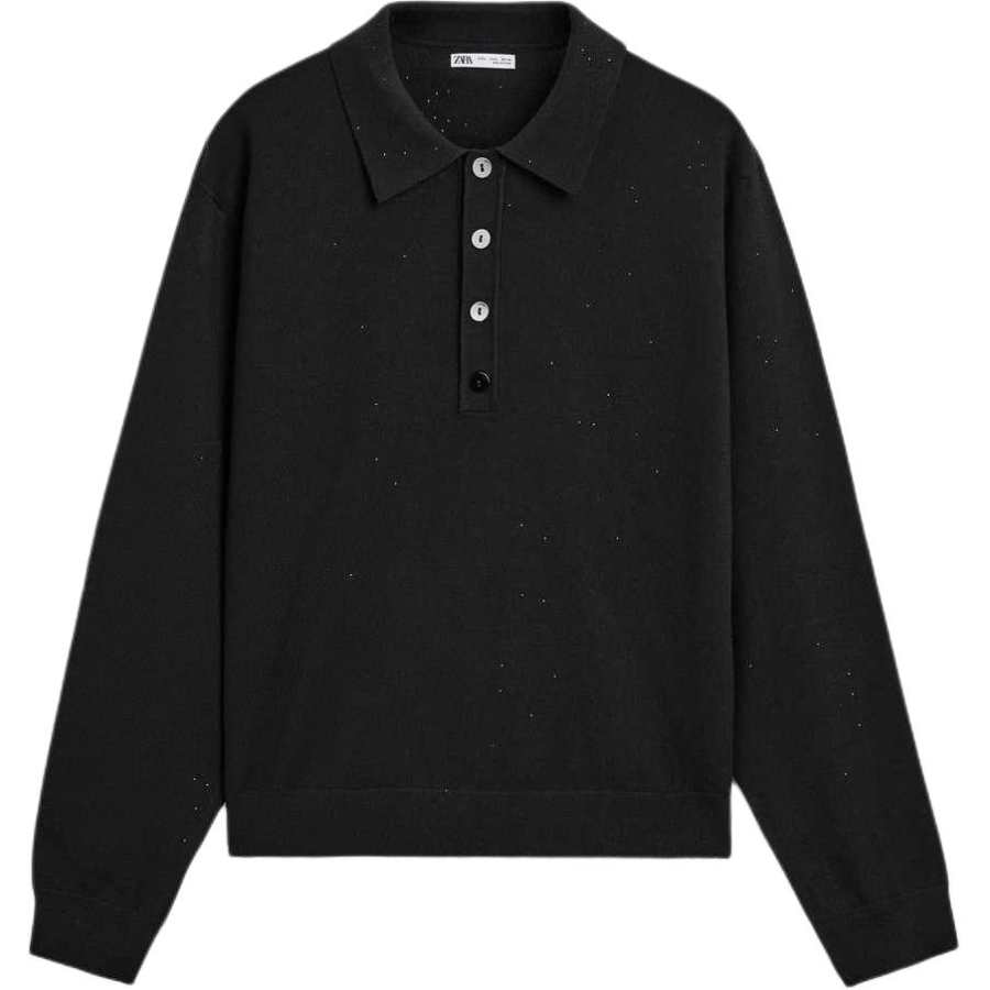 ZARA Polo Shirts Men's Black Lapel Moderate Other