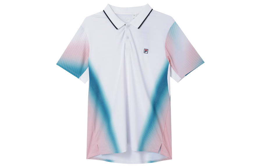 FILA Polo Shirts Men's White Polo Collar Moderate Straight Fit