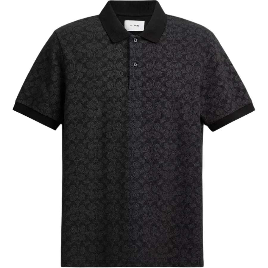 COACH Polo Shirts Men's Black Polo Collar Moderate