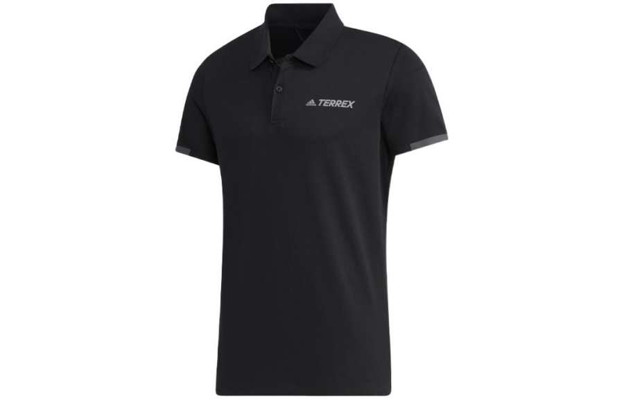 Adidas Adidas Polo Shirts Men's Black Polo Collar Moderate Straight Fit