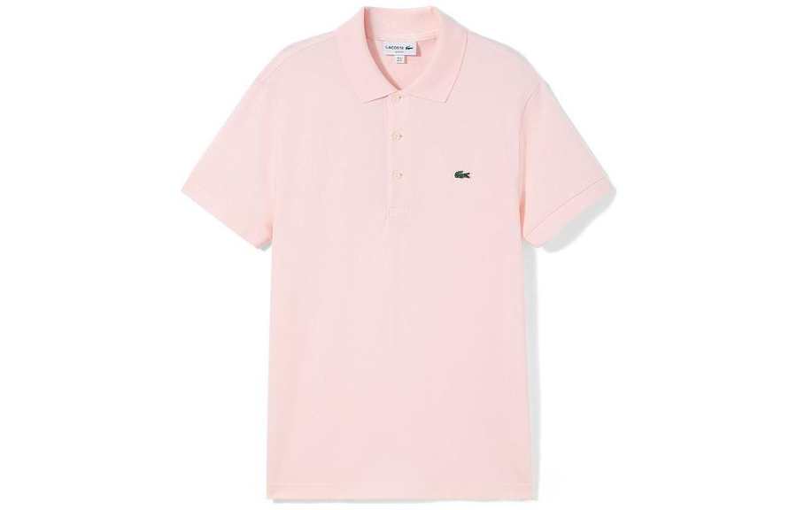 LACOSTE Polo Shirts Men's Pink Polo Collar Moderate Straight Fit