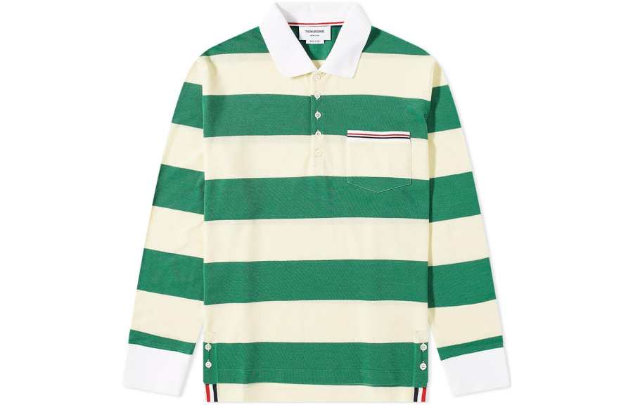 THOM BROWNE Polo Shirts Men's Yellow Green Polo Collar Moderate Other