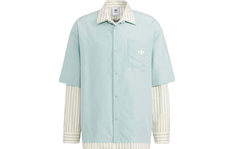 Adidas Originals X Umamiism Adidas X UMAMIISM Crossover Shirts Unisex Blue Lapel Moderate Mock Two Piece