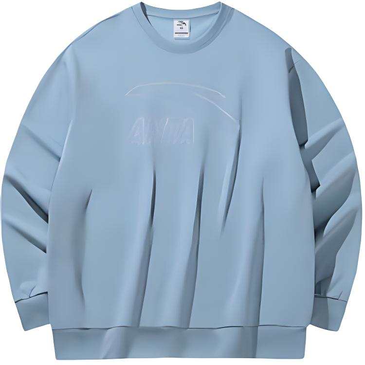 Anta Life Collection Letter Crew Neck Fleece Lined Breathable Long Sleeved Sweatshirt Unisex Yoo Blue