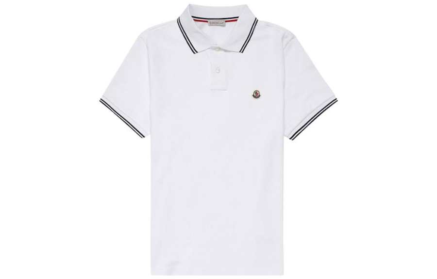 Moncler Polo Shirts Men's White Polo Collar Moderate Straight Fit