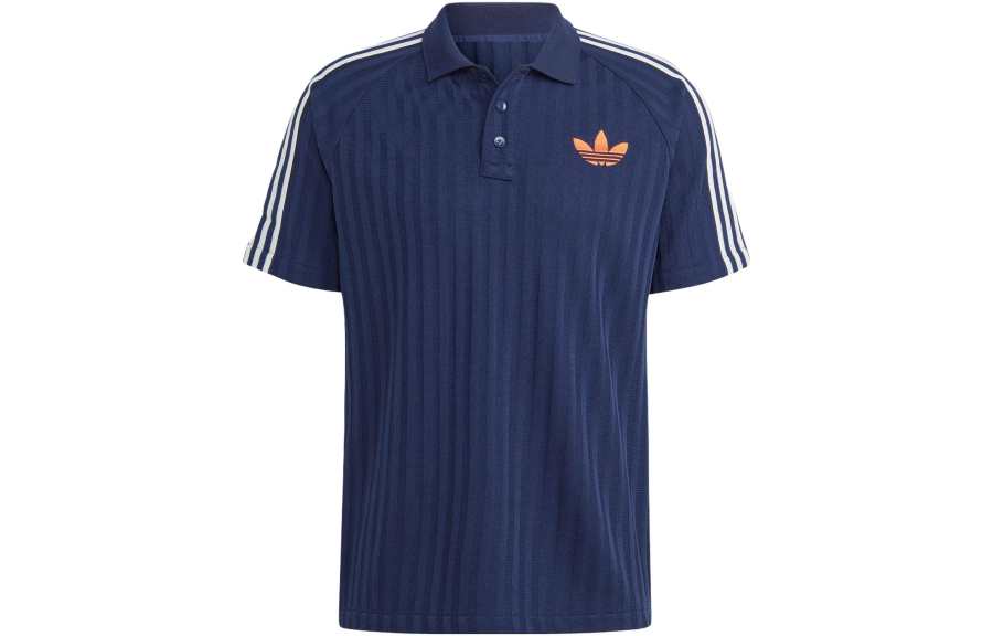 Adidas Originals SS23 Adicolor 70s Polo Shirts Men's Dark Blue Polo Collar Moderate Straight Fit