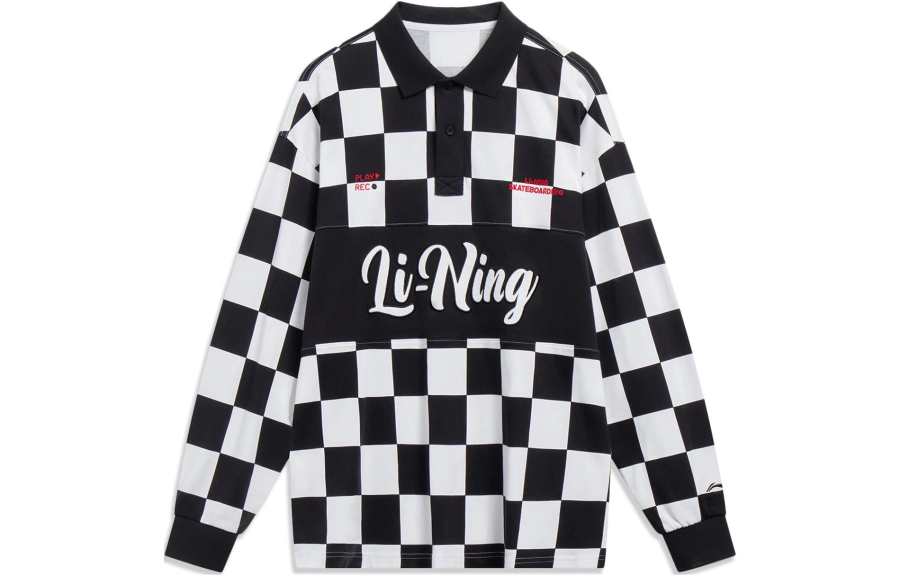 Li-Ning Li Ning Polo Shirts Men's Black Polo Collar Moderate Straight Fit