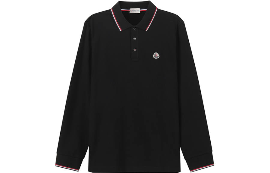 Moncler Logo Patch Long Sleeved Polo Shirt