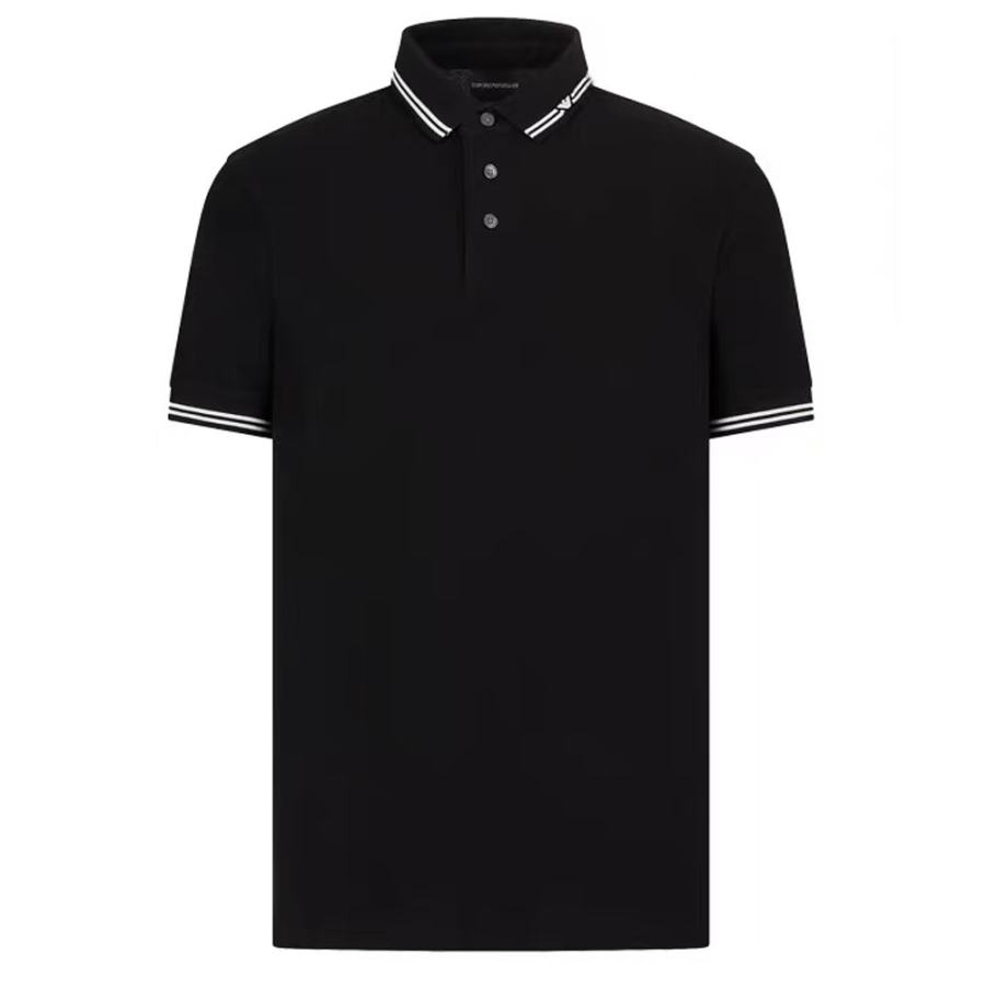 EMPORIO ARMANI Piped Collar Piqué Polo Shirt