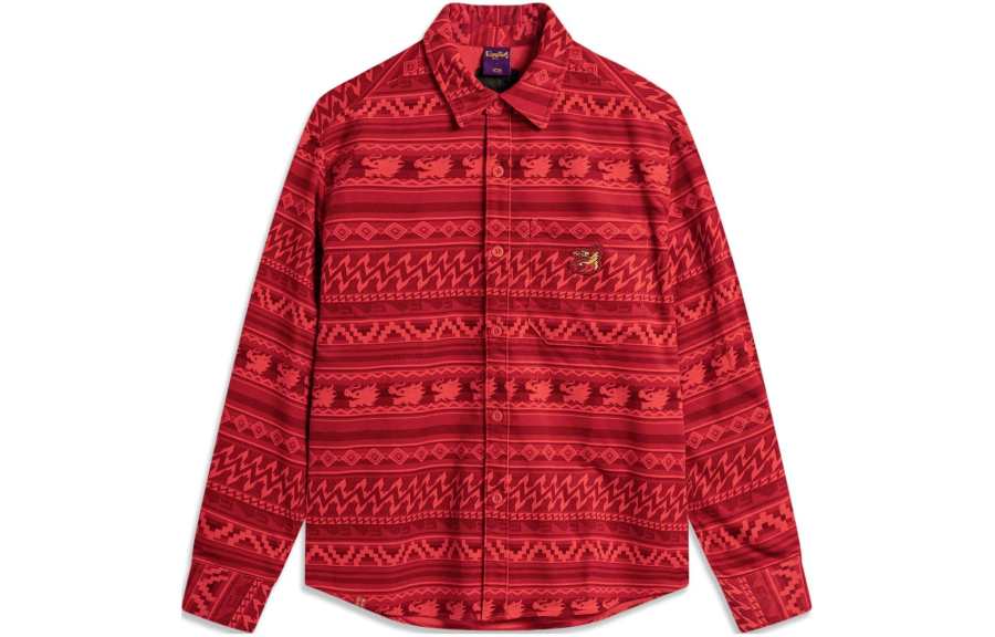 Li-Ning Li Ning Rijin Doujin Collection Shirt Men's Vermilion All Over Print