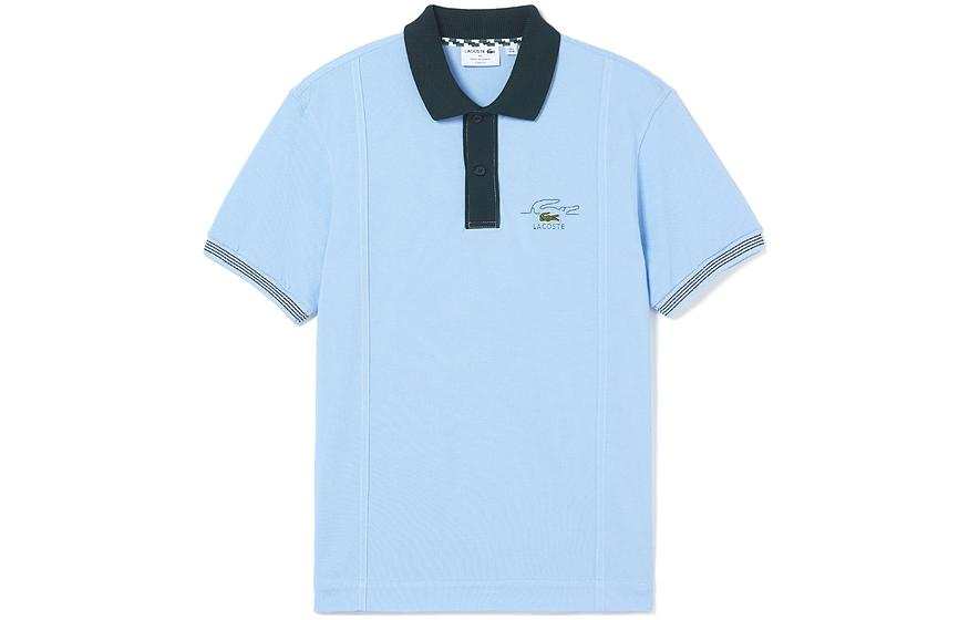 LACOSTE Polo Shirts Men's Blue Polo Collar Moderate Straight Fit