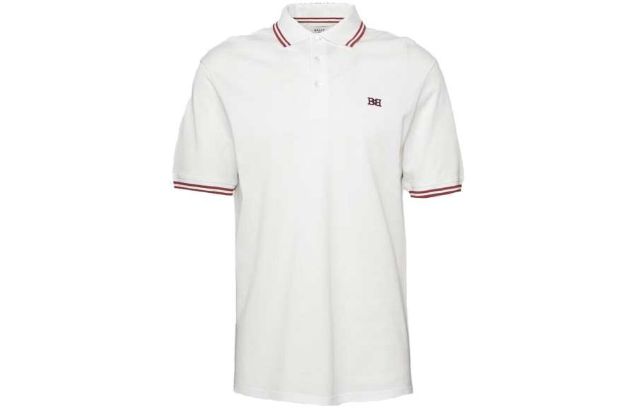 BALLY Polo Shirts Men's White Polo Collar Moderate