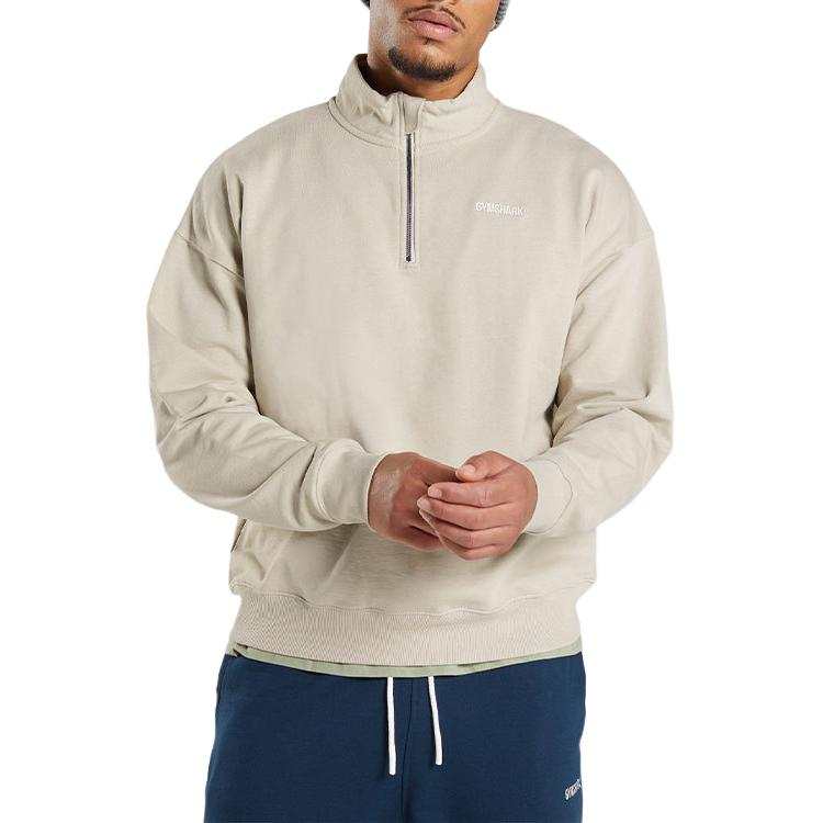 GYMSHARK REST DAY SWEATS 1/4 ZIP Sweatshirt Men's Pebble Gray