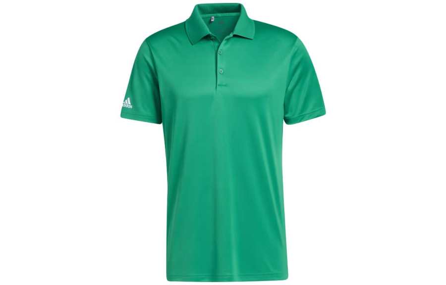 Adidas Adidas Polo Shirts Men's Green Polo Collar Moderate Straight Fit