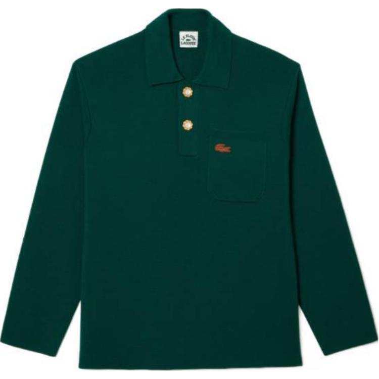 LACOSTE Polo Shirts Men's Green Polo Collar Moderate Other