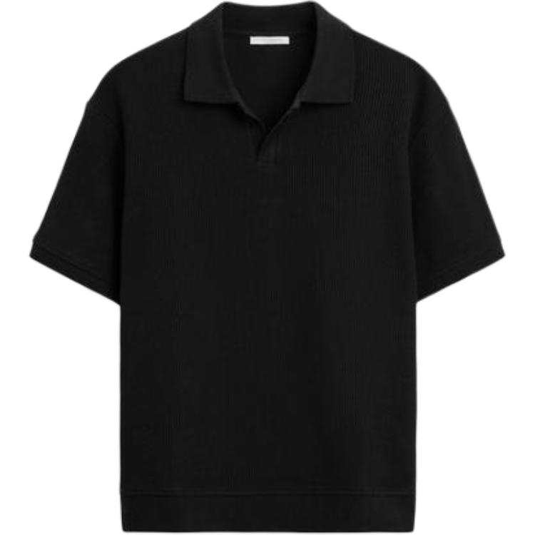 ZARA Polo Shirts Men's Black Lapel Moderate