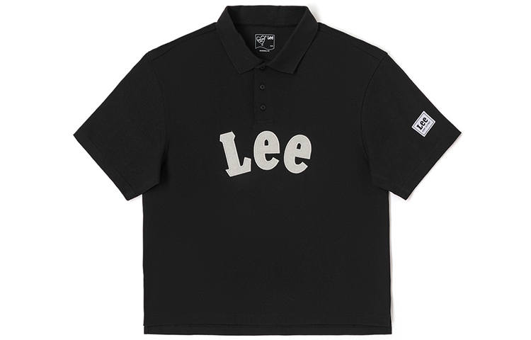Lee Polo Shirts Unisex Black Polo Collar Moderate Straight Fit