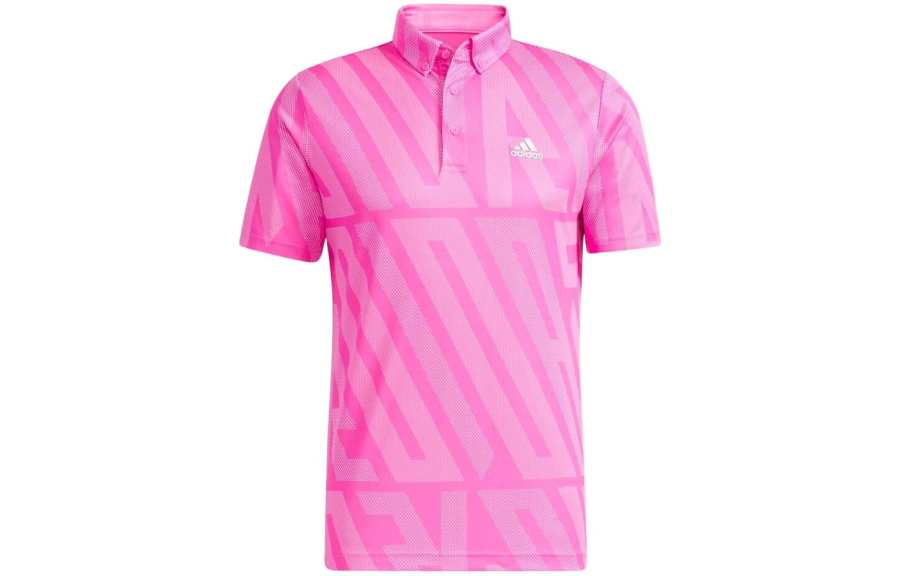 Adidas Adidas Polo Shirts Men's Pink Polo Collar Moderate Straight Fit