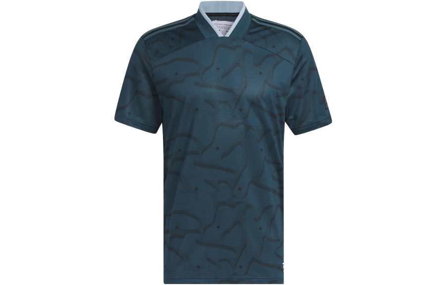 Adidas Adidas Polo Shirts Men's Arctic Ocean Blue V Neck Moderate Straight Fit