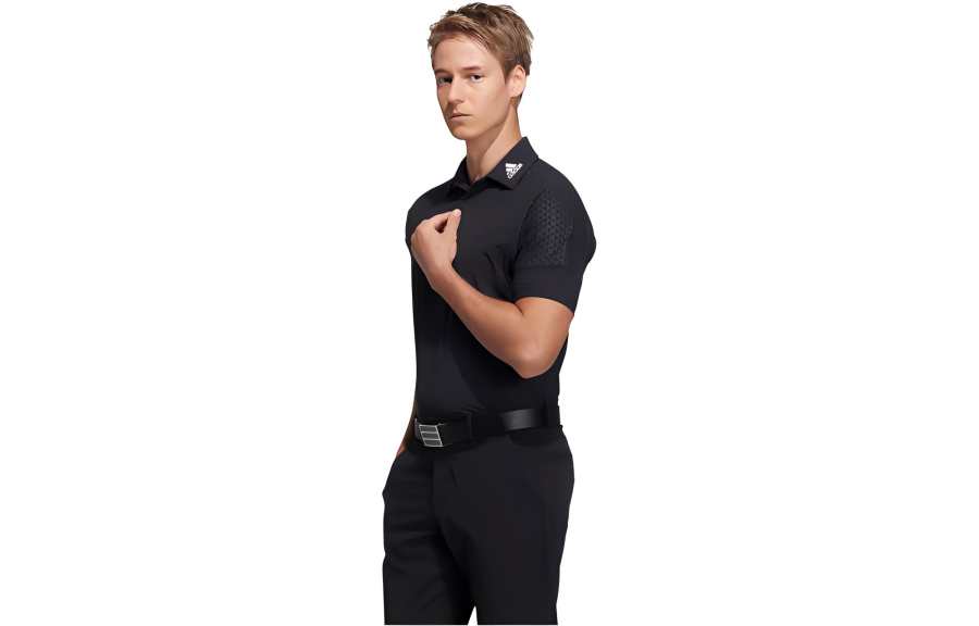 Adidas Adidas Polo Shirts Men's Black Crew Neck Moderate Straight Fit
