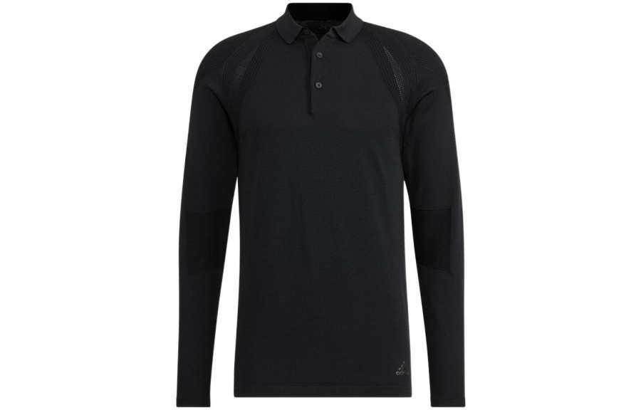 Adidas Adidas Polo Shirts Men's Black Polo Collar Moderate Straight Fit