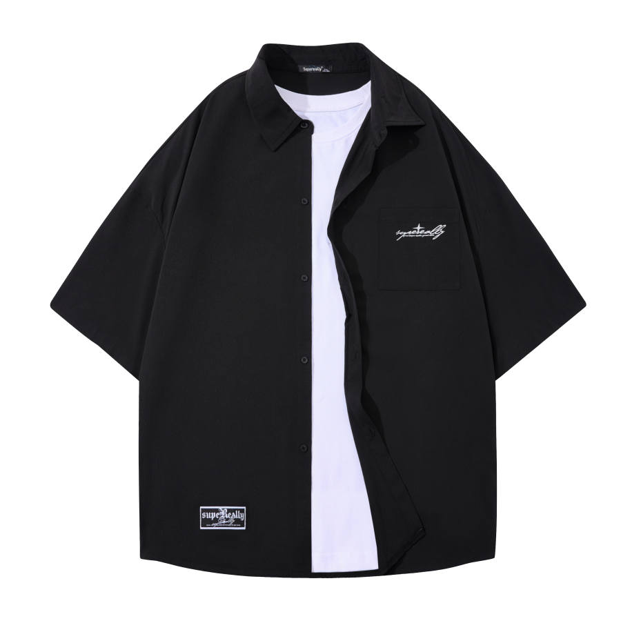 SUPEREALLY Shirts Unisex Pointed Collar Thin Other