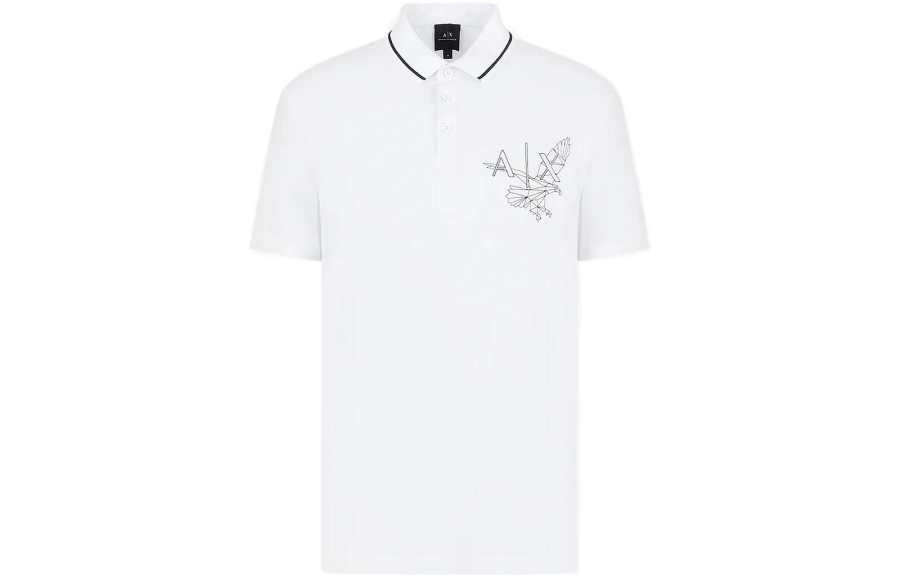 ARMANI EXCHANGE Polo Shirts Men's White Polo Collar Moderate