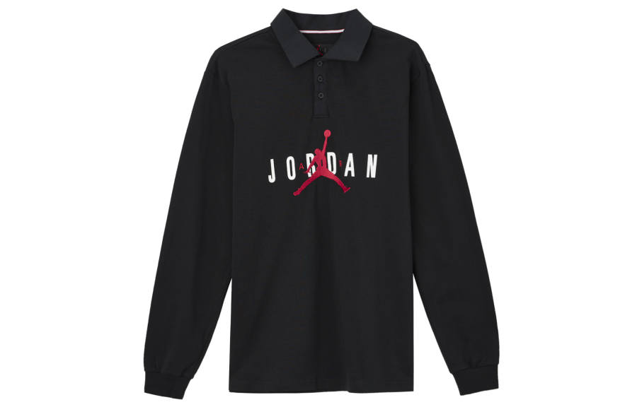 Jordan Jordan Polo Shirts Men's Black Crew Neck Moderate Straight Fit