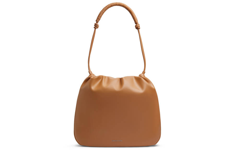 CHARLES&KEITH Pu Crossbody Bag, Shoulder Bag Medium Women's Russet Brown Tawny/Noir Black