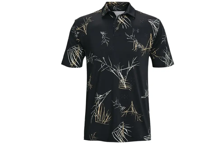 Under Armour Polo Shirts Men's Black Polo Collar Moderate Straight Fit