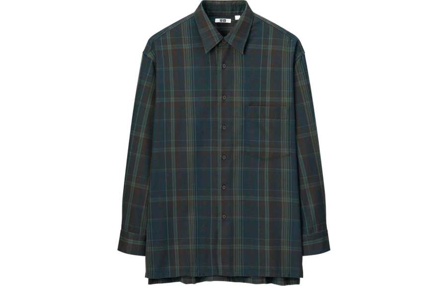 UNIQLO Shirts Men's Dark Blue Lapel Moderate Shirt