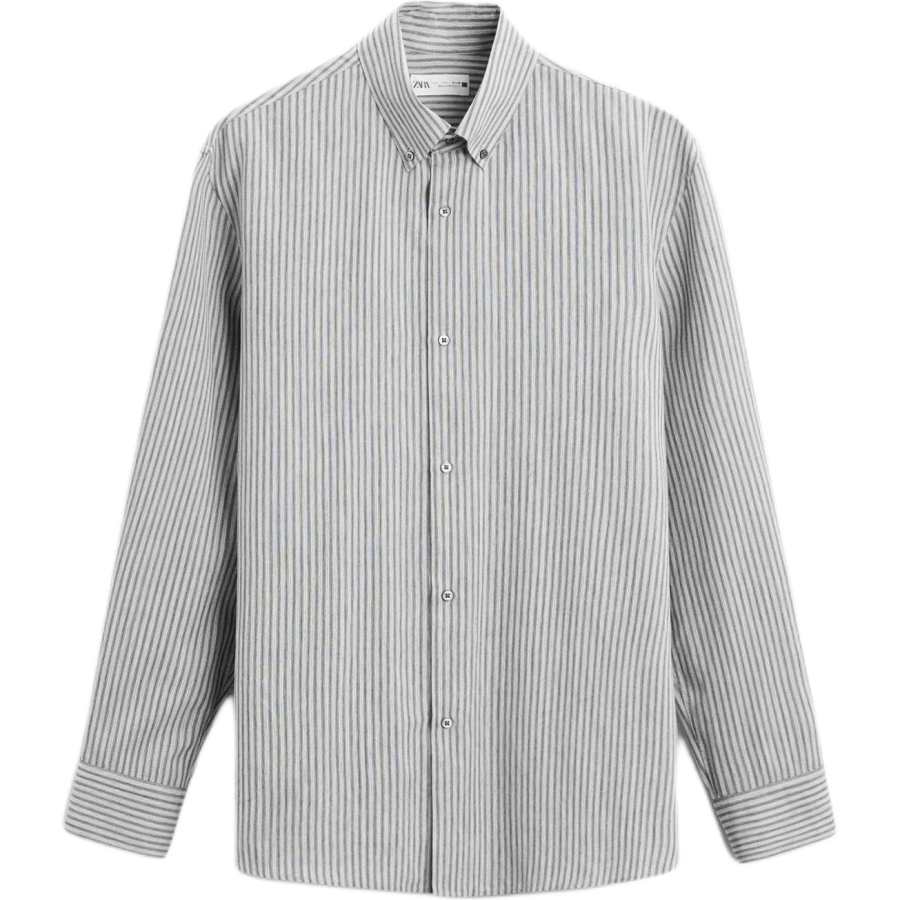 ZARA ZARA Shirts Men's Gray Lapel Moderate