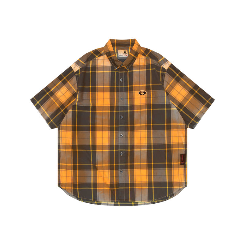 Aape logo-appliqué plaid shirt