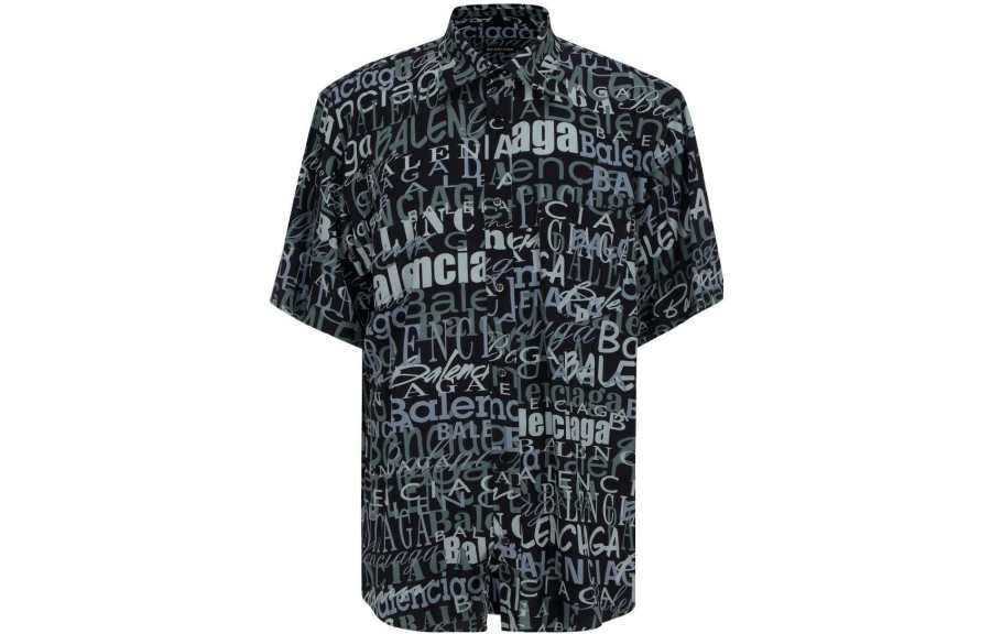 Balenciaga Shirts Men's Black Lapel Thin Other