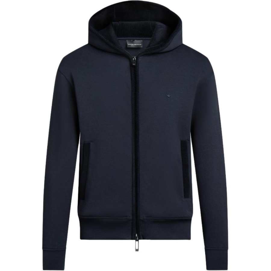 EMPORIO ARMANI Logo Embroidered Zip-Up Hoodie